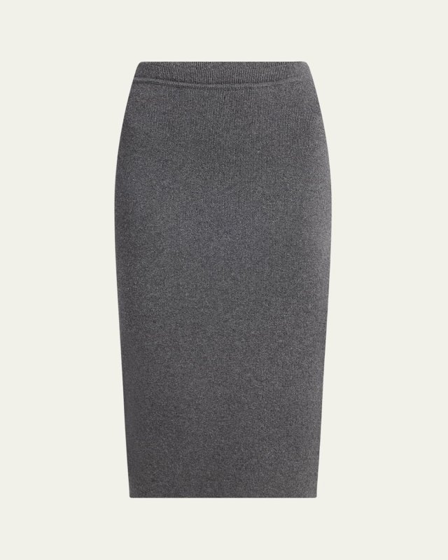 Fine Cashmere-Cotton Rib Pencil Skirt